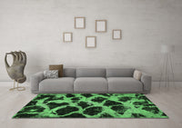 Machine Washable Abstract Emerald Green Modern Rug, wshabs750emgrn