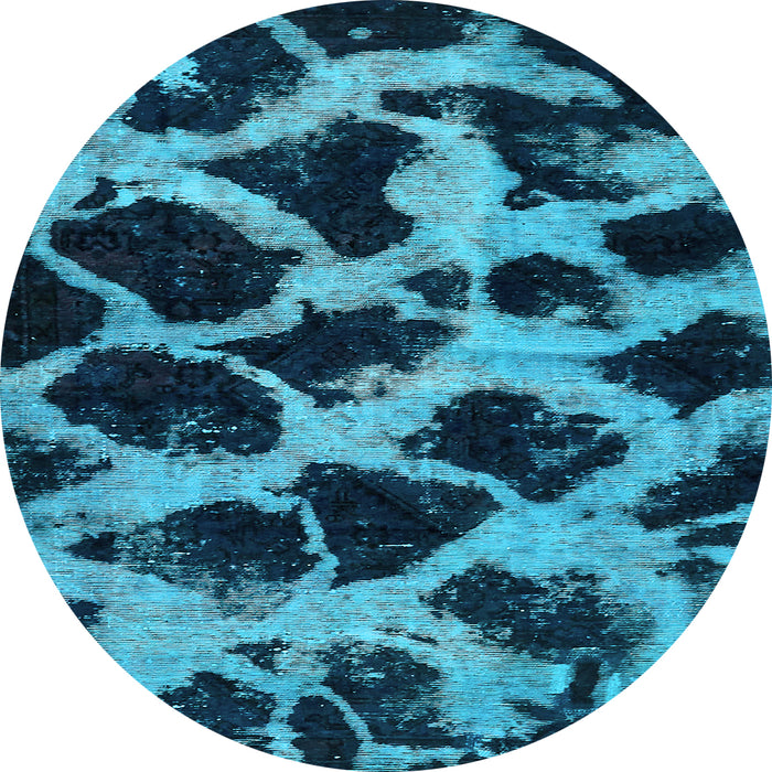 Round Machine Washable Abstract Light Blue Modern Rug, wshabs750lblu