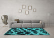 Machine Washable Abstract Turquoise Modern Area Rugs in a Living Room,, wshabs750turq