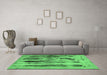 Machine Washable Abstract Emerald Green Modern Area Rugs in a Living Room,, wshabs751emgrn