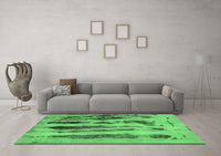 Machine Washable Abstract Emerald Green Modern Rug, wshabs751emgrn