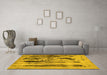 Machine Washable Abstract Yellow Modern Rug in a Living Room, wshabs751yw