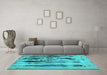 Machine Washable Abstract Turquoise Modern Area Rugs in a Living Room,, wshabs751turq