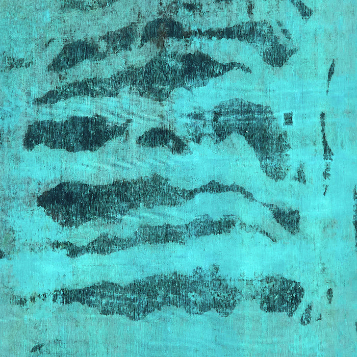 Square Machine Washable Abstract Turquoise Modern Area Rugs, wshabs751turq