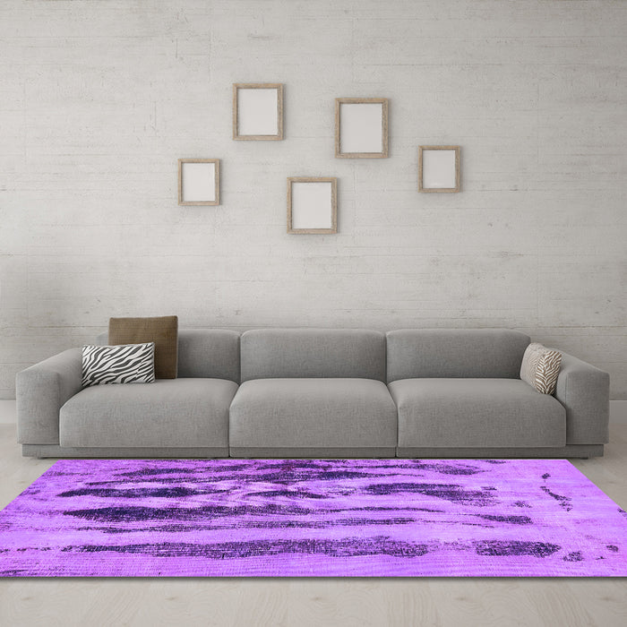 Machine Washable Abstract Purple Modern Area Rugs in a Living Room, wshabs751pur