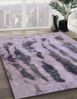 Machine Washable Abstract Lilac Purple Rug in a Family Room, wshabs751