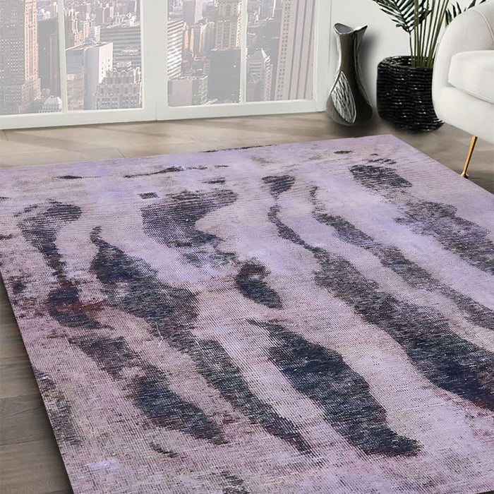 Machine Washable Abstract Lilac Purple Rug in a Family Room, wshabs751