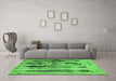 Machine Washable Abstract Green Modern Area Rugs in a Living Room,, wshabs751grn