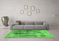 Machine Washable Abstract Green Modern Rug, wshabs751grn