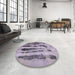 Round Abstract Lilac Purple Modern Rug in a Office, abs751