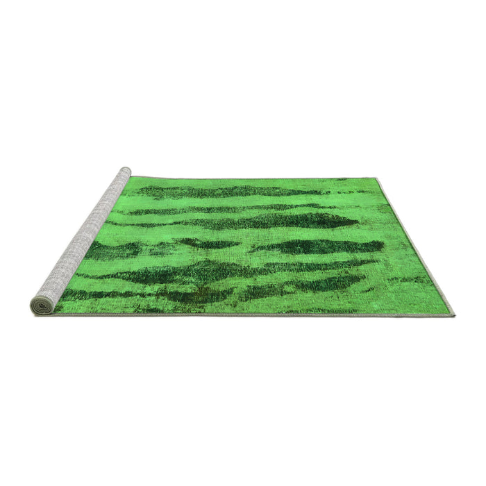 Sideview of Machine Washable Abstract Green Modern Area Rugs, wshabs751grn