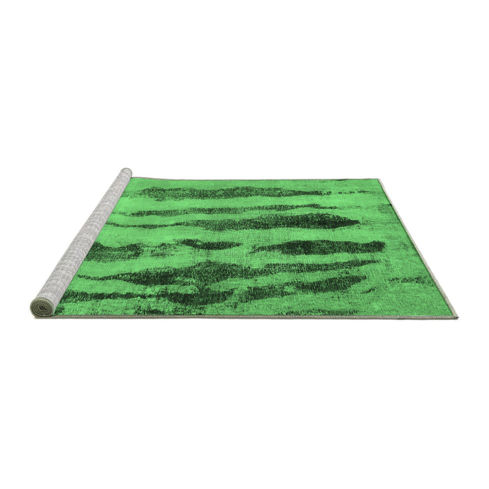 Sideview of Machine Washable Abstract Emerald Green Modern Area Rugs, wshabs751emgrn
