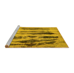 Sideview of Machine Washable Abstract Yellow Modern Rug, wshabs751yw