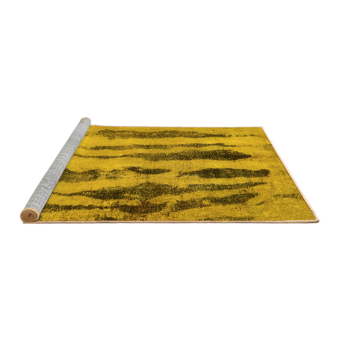 Sideview of Machine Washable Abstract Yellow Modern Rug, wshabs751yw