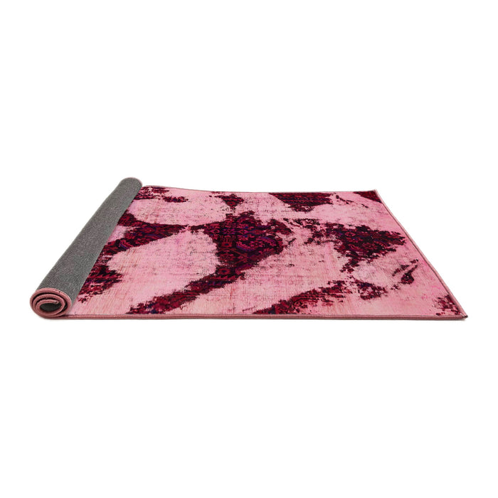 Sideview of Abstract Bright Maroon Red Modern Rug, abs752