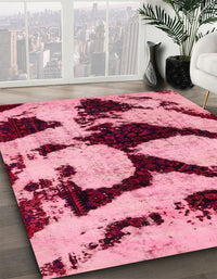 Abstract Bright Maroon Red Modern Rug, abs752