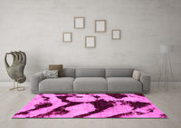 Machine Washable Abstract Pink Modern Rug, wshabs752pnk