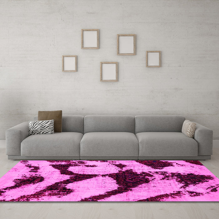 Machine Washable Abstract Pink Modern Rug in a Living Room, wshabs752pnk
