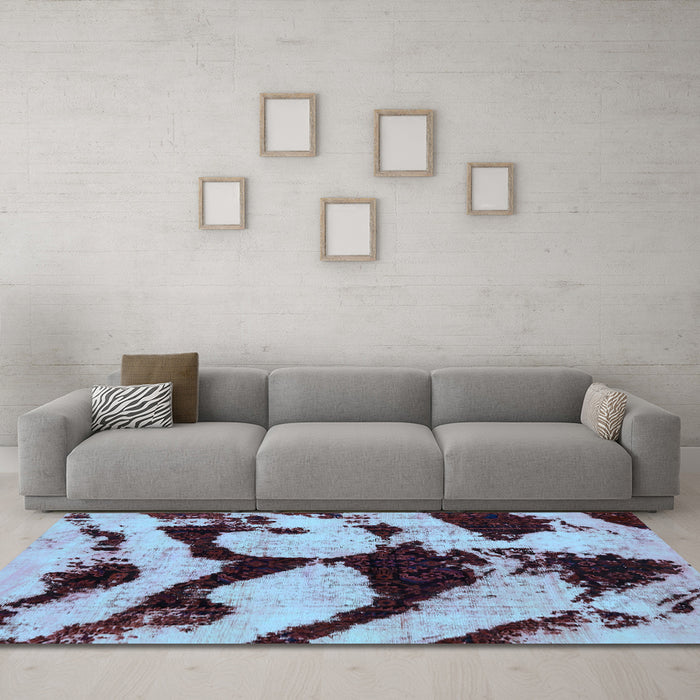 Machine Washable Abstract Light Blue Modern Rug in a Living Room, wshabs752lblu
