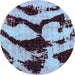 Round Abstract Light Blue Modern Rug, abs752lblu