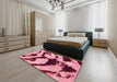 Abstract Bright Maroon Red Modern Rug in a Bedroom, abs752