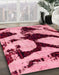 Machine Washable Abstract Bright Maroon Red Rug in a Family Room, wshabs752