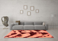 Machine Washable Abstract Orange Modern Rug, wshabs752org