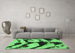 Machine Washable Abstract Emerald Green Modern Area Rugs in a Living Room,, wshabs752emgrn