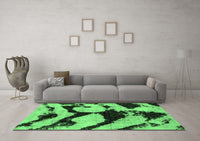 Machine Washable Abstract Emerald Green Modern Rug, wshabs752emgrn