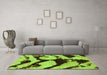 Machine Washable Abstract Green Modern Area Rugs in a Living Room,, wshabs752grn