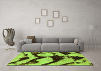 Machine Washable Abstract Green Modern Rug, wshabs752grn