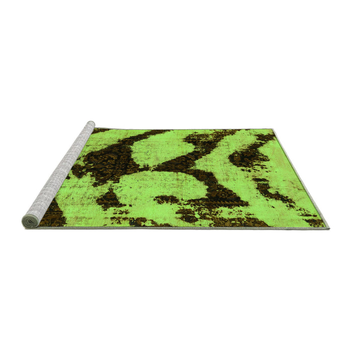 Sideview of Machine Washable Abstract Green Modern Area Rugs, wshabs752grn