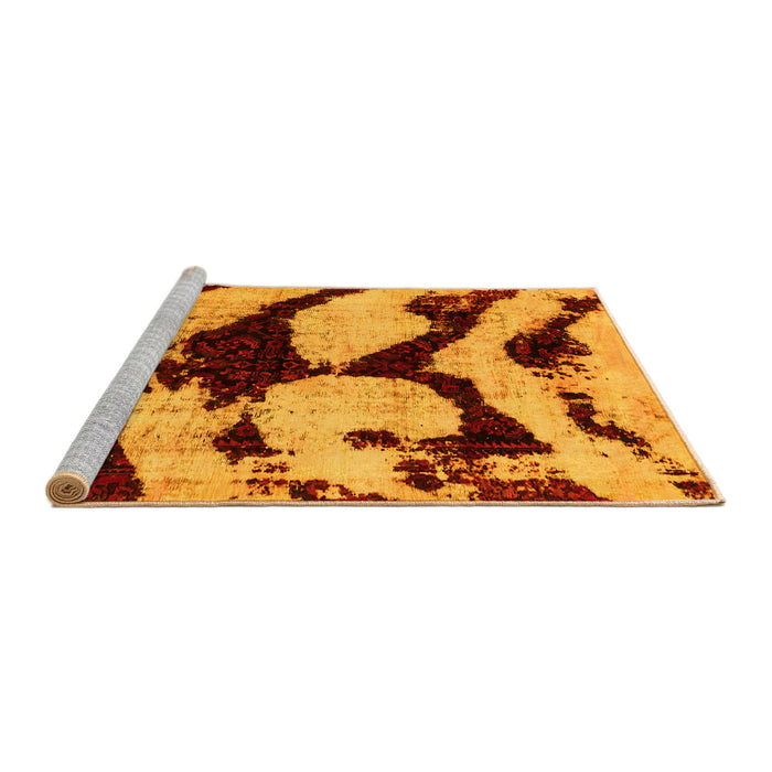 Sideview of Machine Washable Abstract Yellow Modern Rug, wshabs752yw