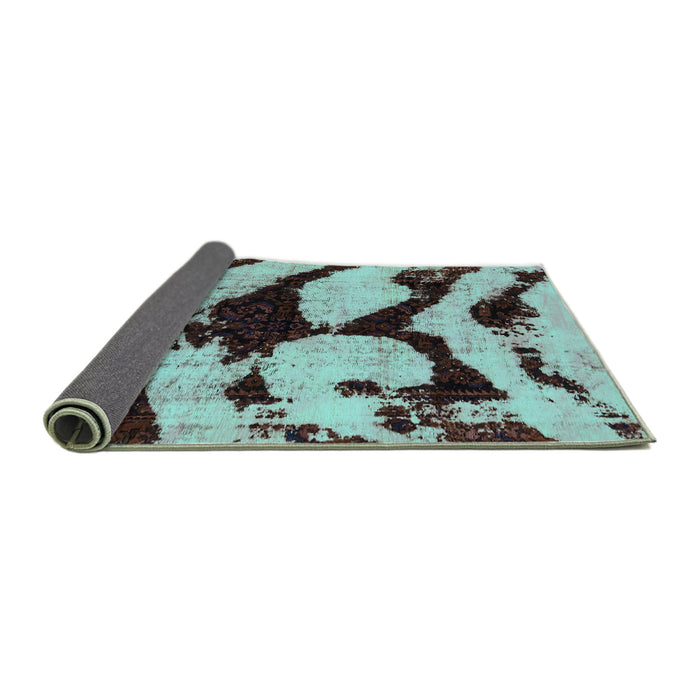 Sideview of Abstract Turquoise Modern Rug, abs752turq