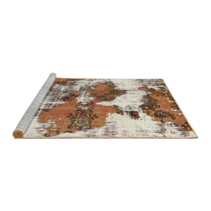 Sideview of Machine Washable Abstract Saddle Brown Rug, wshabs753