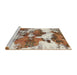 Sideview of Machine Washable Abstract Saddle Brown Rug, wshabs753