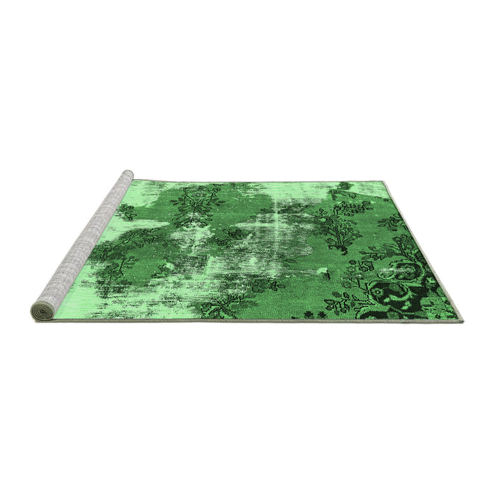 Sideview of Machine Washable Abstract Emerald Green Modern Area Rugs, wshabs753emgrn