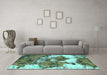 Machine Washable Abstract Turquoise Modern Area Rugs in a Living Room,, wshabs753turq