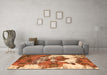 Machine Washable Abstract Orange Modern Area Rugs in a Living Room, wshabs753org