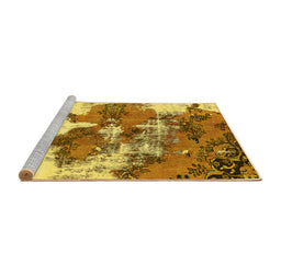 Sideview of Machine Washable Abstract Yellow Modern Rug, wshabs753yw