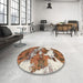 Round Abstract Saddle Brown Modern Rug in a Office, abs753