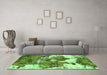 Machine Washable Abstract Green Modern Area Rugs in a Living Room,, wshabs753grn