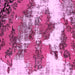 Square Machine Washable Abstract Pink Modern Rug, wshabs753pnk