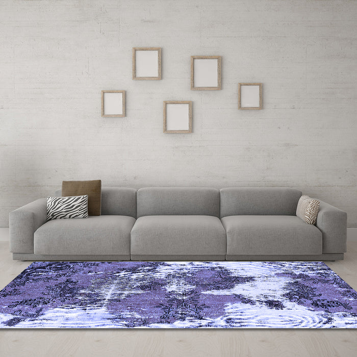 Machine Washable Abstract Blue Modern Rug in a Living Room, wshabs753blu