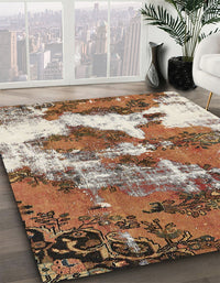 Abstract Saddle Brown Modern Rug, abs753