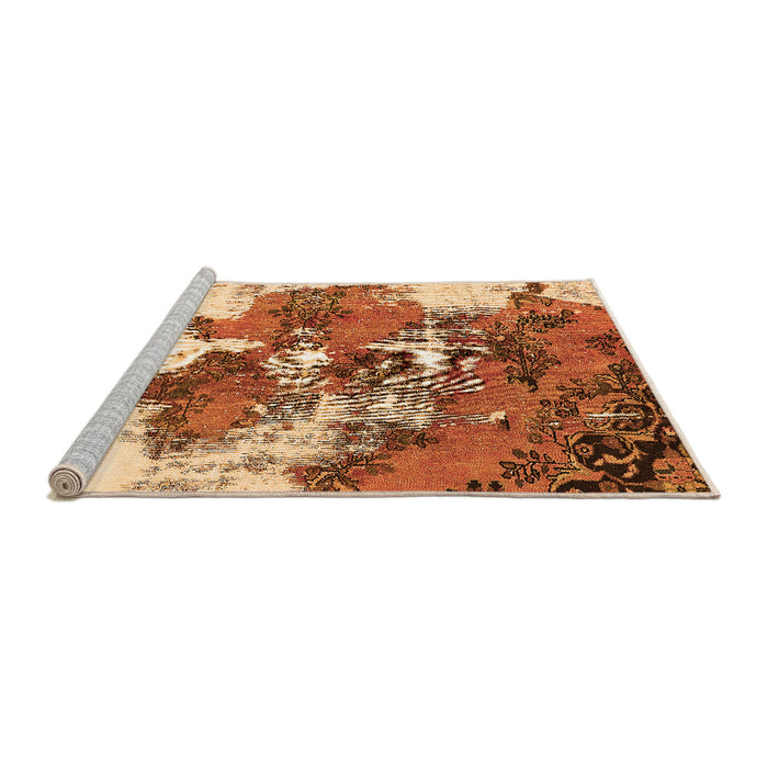 Sideview of Machine Washable Abstract Orange Modern Area Rugs, wshabs753org