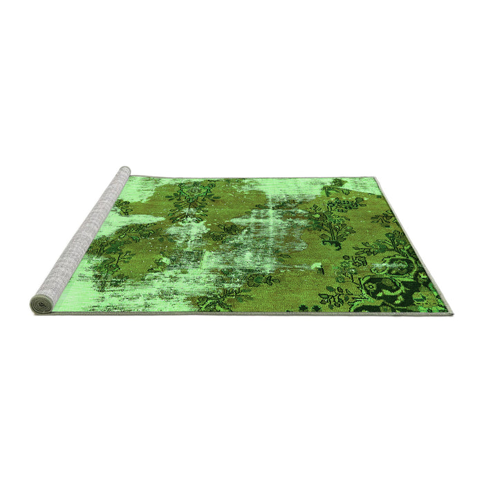 Sideview of Machine Washable Abstract Green Modern Area Rugs, wshabs753grn
