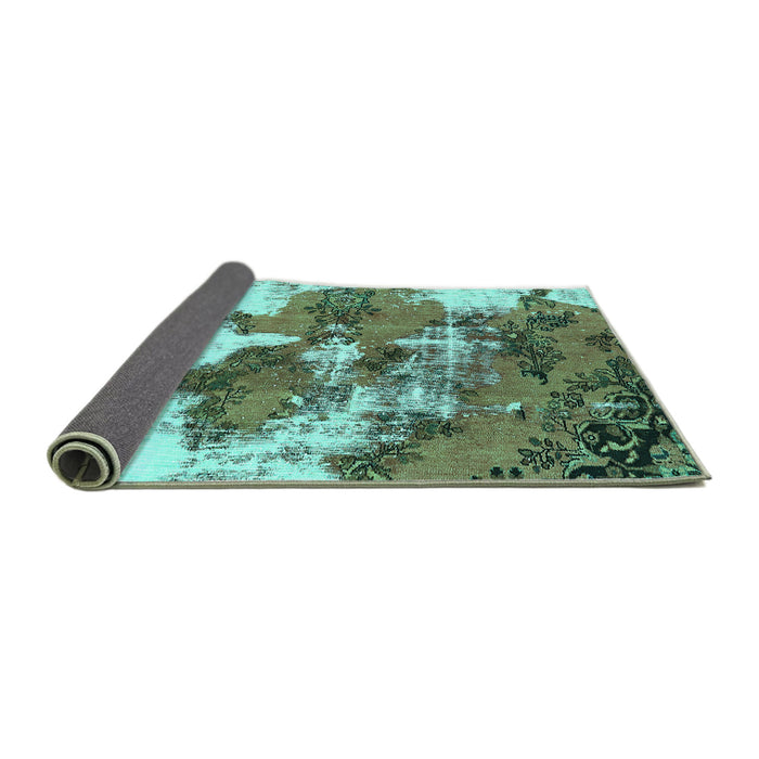 Sideview of Abstract Turquoise Modern Rug, abs753turq
