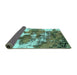 Sideview of Abstract Turquoise Modern Rug, abs753turq