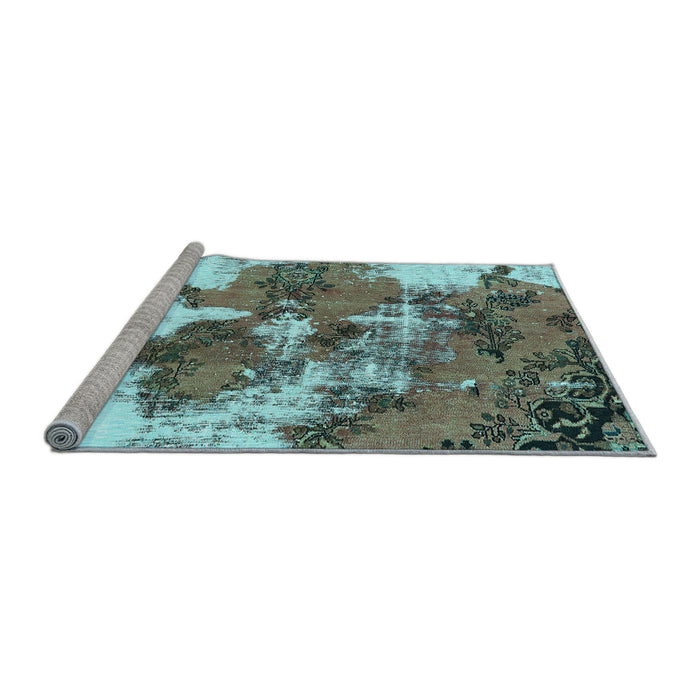 Sideview of Machine Washable Abstract Light Blue Modern Rug, wshabs753lblu
